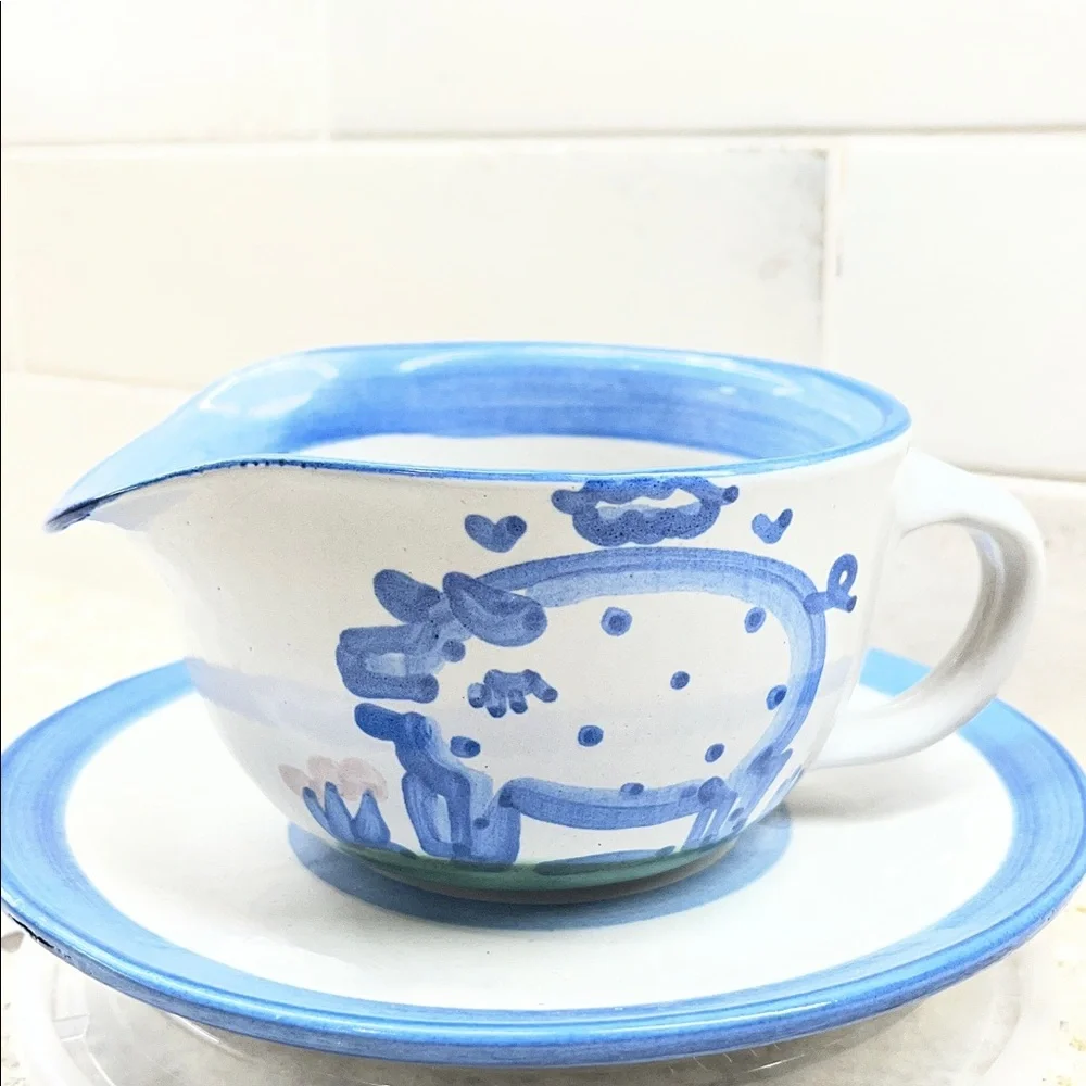 M A Hadley Salad Dessert Plate paired with Pig Open Sauce Gravy Boat - Picture 1 of 12